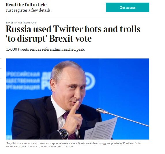 РФ при помощи социальная сеть Twitter пробовала воздействовать на Brexit