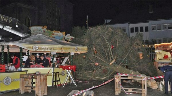 В Германии в результате падения 15-метровой рождественской ели пострадали 5 человек