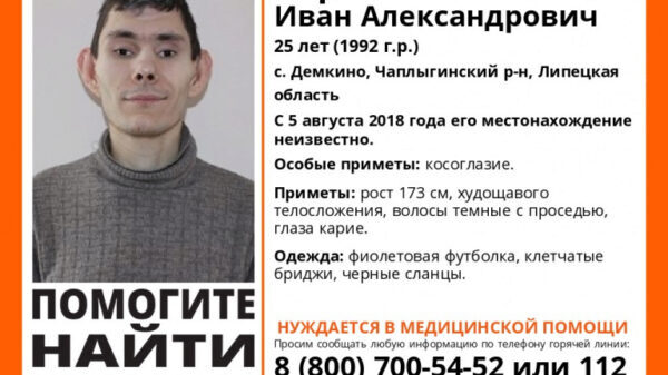 Мужчина, нуждающийся в медицинской помощи, пропал в Липецкой области