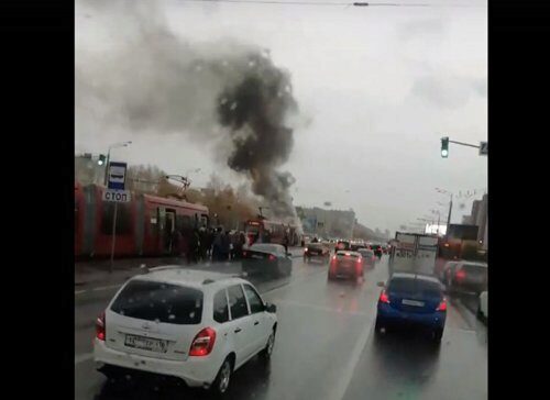 В Казани неожиданно загорелся трамвай с пассажирами