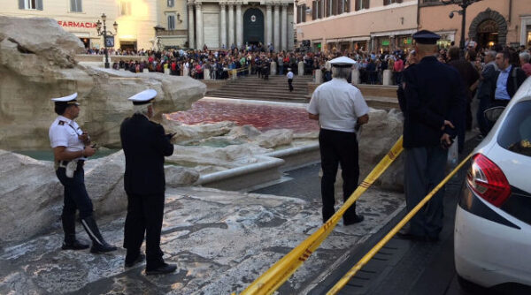 Итальянский художник залил краской фонтан Треви в Риме