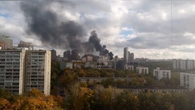 Очевидцы сообщают о пожаре на Ленинском проспекте в Москве