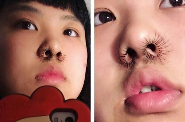 "Волосатые ноздри": Стремительную популярность набирает новый тренд - наклеивание ресниц в ноздри от блогерши из Китая