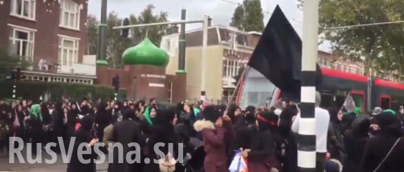 Закат Европы: на улицах Гааги толпы радикальных исламистов под флагами ИГИЛ скандируют «Аллах акбар» (ВИДЕО)