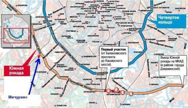 Южная рокада подробная схема