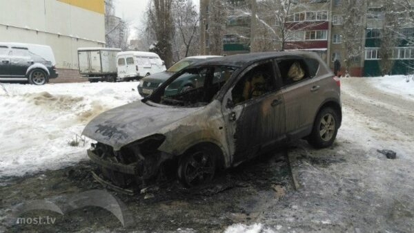 Полиция дежурит возле сгоревшего «Nissan Qashqai» (фото)