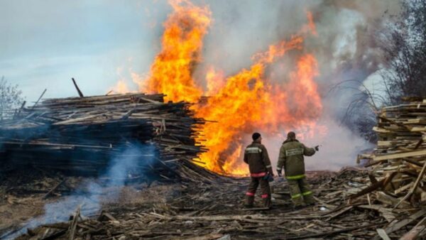 В Лукоянове сгорела пилорама: один из работников попал в больницу