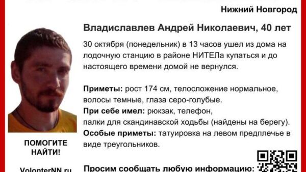 В Нижнем Новгороде разыскивают 40-летнего Андрея Владиславлева
