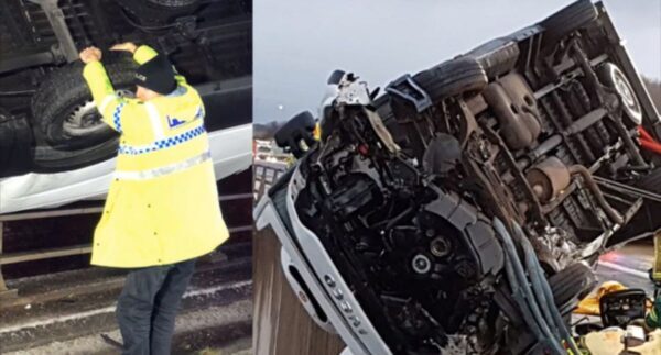 На английских островах полицейский голыми руками удержал фургон от падения с моста