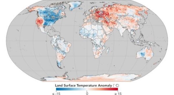 Украина оказалась в зоне аномально теплой зимы на карте NASA