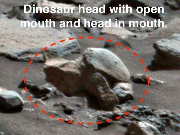 Уфолог Уоринг обнаружил на новых снимках Марса голову динозавра
