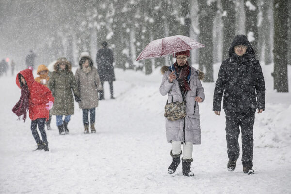 В российской столице в субботу выпало рекордное количество снега