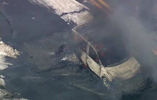 Наехав на упавшие провода, водитель заживо сгорел в машине