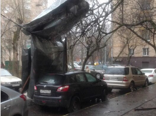 Пользователи Сети поделились фото с последствиями урагана в Москве