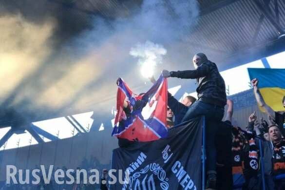 Ультрас «Шахтаря» сожгли флаг Новороссии на матче с киевским «Динамо» (ФОТО, ВИДЕО)