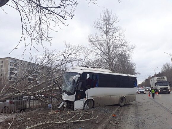 В Екатеринбурге водитель автобуса врезался в дерево и погиб