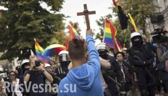 В Польше подросток с крестом в руках пытался остановить гей-парад и был схвачен полицией (ФОТО, ВИДЕО)