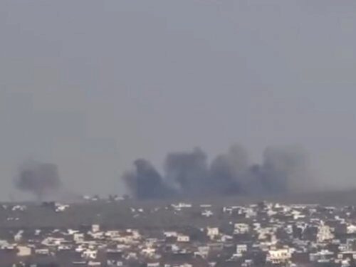 Появилось видео авиаудара по турецким военным в Сирии