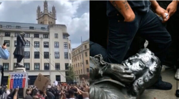 В Великобритании протестующие снесли памятник работорговцу