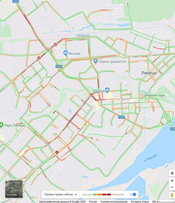 Пробки липецк онлайн сейчас карта в реальном времени смотреть