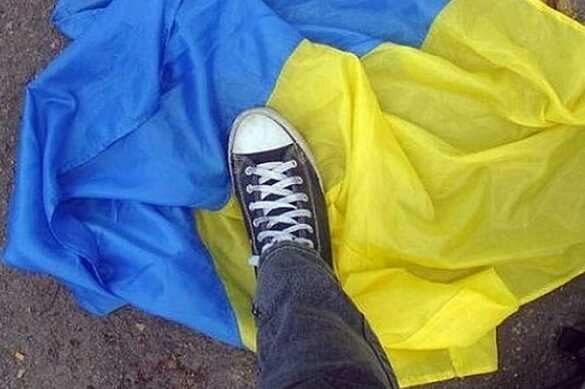 На оккупированной Луганщине «жовто-блакытному» не рады: местный житель сорвал и сжёг флаг (ФОТО)